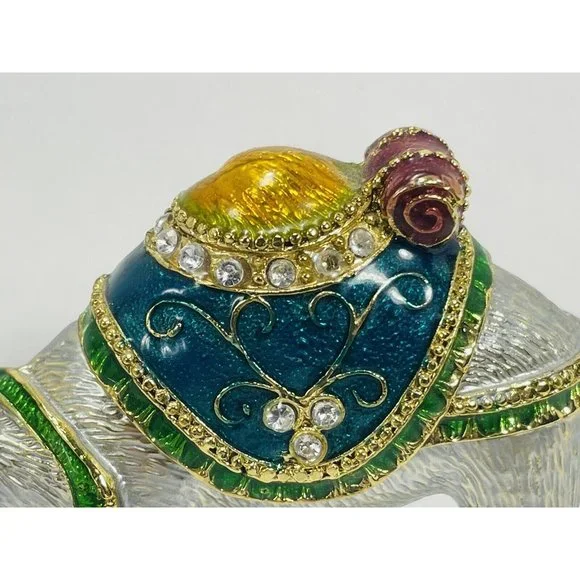 Crystal Bejeweled Camel Heavy Latching Trinket Box Silver Gold Emerald Colored - Picture 8 of 16